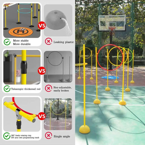 Drone Racing Obstacle Course Kit for Beginners and Pros: Easy to Build Training Gear with portable, durable poles and rings