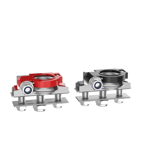 2 Pack 12V Automotive Top Post 3 Way Battery Terminal Kit With Positive And Negative Clamp Connectors Red And Black
