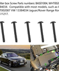 Ten Pack Heavy Duty Air Filter Box Screws And Bolts Compatible With Jaguar Range Rover Chevy GM VW Replacement Engine Bay Hardware on black background.