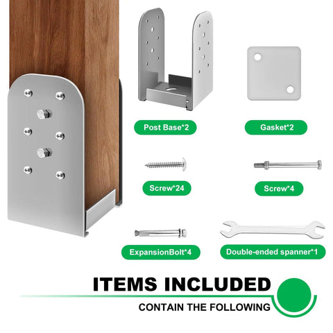 Two Pack 4x4 Post Anchor Base, Adjustable Stainless Steel Post Bracket For Concrete And Wood Decks, Inner Size 3.5x3.5, Includes Screws And Nuts