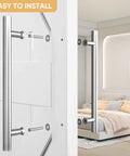 16 Inch Push Pull Door Handle Double Sided H Shape Stainless Steel For Sliding And Swing Doors Heavy Duty Silver Finish