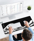 Gaming Mouse Pad Desk Mat For Keyboard And Mouse Large Kanagawa Wave Design With Non Slip Rubber Base Ultra Smooth Fabric Surface in use