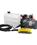 Beefy 12V Hydraulic Pump For Single And Double Acting Systems With 6 Quart Capacity Portable Durable Metal Build