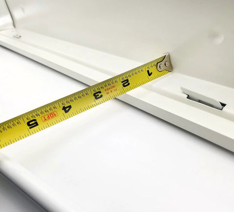 Measuring the edge of a Ceiling Diffuser Grille For Drop Ceiling With Air Box And Bulls Eye Back 24 By 24 Inches Max Airflow Return Air Grille