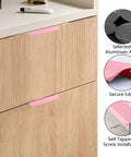 Sleek Finger Edge Pull 8 Pack Hidden Drawer Handles Modern Curved Aluminum Alloy Invisible Cabinet Pulls 150mm Pink on wood drawer