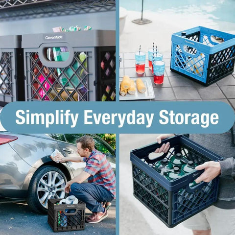 Heavy Duty Collapsible Milk Crate 25L Six Point Six Gal, Foldable Storage Crate With File Rails, used for varied storage tasks