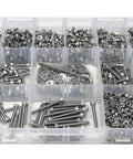 M3 Stainless Steel 304 Hex Socket Head Cap Screws Set Pro Grade 1350 Pcs With 12 Lengths, nuts, washers in plastic organizer