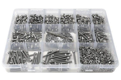M3 Stainless Steel 304 Hex Socket Head Cap Screws Set Pro Grade 1350 Pcs With 12 Lengths, nuts, washers in plastic organizer