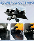 Secure pull-out switch for Heavy Duty 60 Amp Non Fused Disconnect Switch Box Weatherproof Nema 3R Outdoor Electrical Panel.