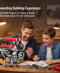 V8 Engine Working Model Kit For Adults With Transparent Cylinder Head And Realistic Piston Motion Gears And Timing Chain In Full Action Experience For Gearheads built on a table