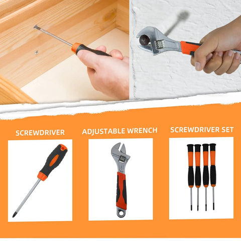 45 Piece Handy Home Repair Tool Kit For DIY Projects In A Portable Plastic Toolbox Includes Hand Saw Wrench Hammer Screwdrivers And Essential Household Tools For Office Dorm Outdoor Work And Quick Fixes