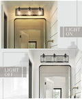 Three-Light Bathroom Vanity Light 23 Inch Large Fixture With Bubble Glass Shades in farmhouse rustic gray over mirror