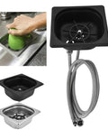 Heavy-Hitter Square Glass Rinser And Sink Sprayer, Solid Stainless Steel Auto Cup Washer With Multi-Angle Quick Cleaning Rig For Bars Restaurants And Coffee Shops, Sleek Matte Black Flex, close-up of matte black rinser and spraying action.