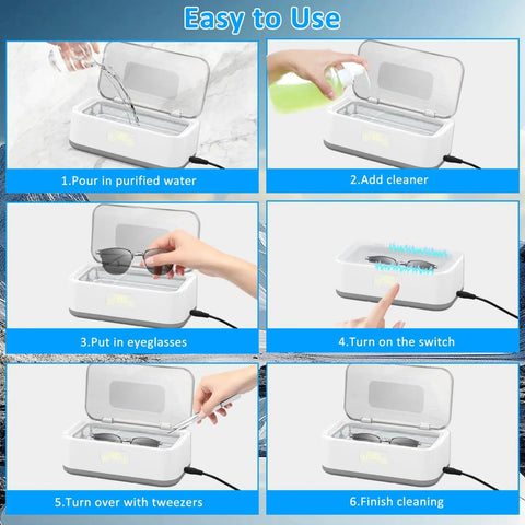 Step-by-step use guide of Deep Clean 49KHz Jewelry Cleaner Machine With 800ml Tank And 5 Timer Modes for effective cleaning.