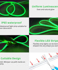 Lit 16.4ft RGB LED Neon Strip Lights With Remote App Control IP65 Waterproof Rope Lights 24V Low Voltage diagram