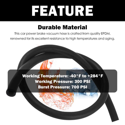 Hella Tough Two Piece Brake Booster Vacuum Hose Kit 11 32 X 36 Inch 300 Psi Soft Rubber Brake Line, showcasing durable EPDM material.