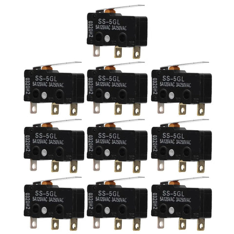 10 Pack Printer Mechanical Limit Switch Kit For Endstop RAMPS 1 4 SS 5GL micro limit switches, replacement parts, front view
