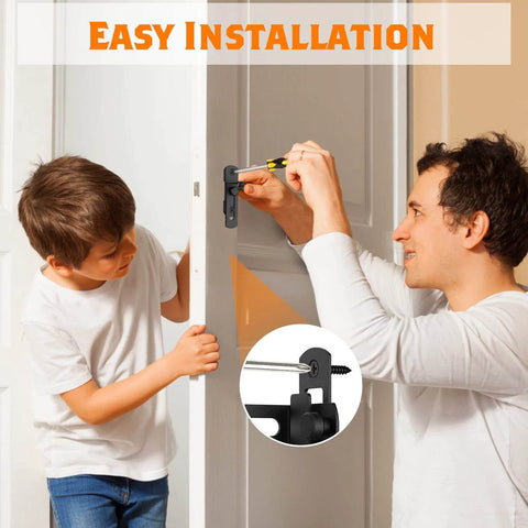 Two Pack 90 Degree Barn Door Lock Latches Matte Black Stainless Steel Security Flip Gate Latches installation