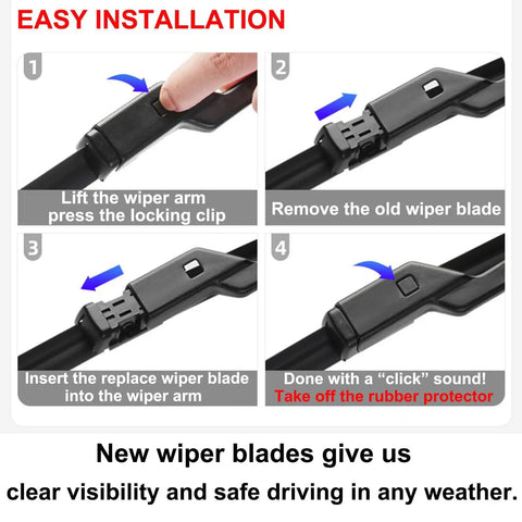 Installation steps for Beam Wiper Blades for Tesla Model Y 26 By 20 Inch All Season Direct Fit Windshield Wipers 2018 2025.