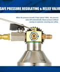 Close-up of relief valve on AC Flush Kit For Automotive Air Conditioning Cleaning, Pro Grade Home AC Flush Tool with 220 PSI Gauge
