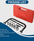 Heavy Duty Overhead Valve Spring Compressor C Clamp Service Kit in red case with tools displayed