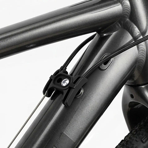 2 Pack Bike Bottom Bracket Cable Guide Set With Anti Friction Cable Holder And Mounting Screws on bike frame, close-up