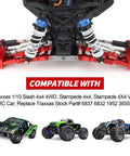 Red aluminum steering blocks and alloy suspension arms set for Traxxas 4x4, suitable replacement for parts 6837, 6832, 1952, 3655x