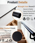 Hella Tough Adjustable Stair Handrail With Custom Cut Industrial Steel Finish Weatherproof Indoor Outdoor Grab Bar close-up of wrought iron round pipe with powder coated finish
