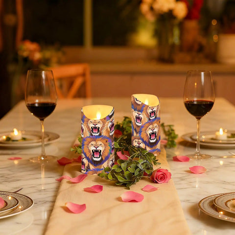 Dope Remote Control Led Flameless Candle Set Of Two Battery Operated Flickering Wicks For Safe And Stylish Home Holiday Party Decor Vibes Totally Lit And On Point Gift Idea on dining table with wine glasses and rose petals.