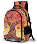 Dope Swirl Tree Moon Print Unisex Backpack with large capacity, showing colorful tribal design and durable polyester material.