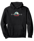 Retro Tuk Tuk Rickshaw And Italian Scooter Transport Pullover Hoodie With Cozy Relaxed Fit for travelers, black, heavy cotton blend.