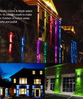 Up And Down Outdoor Wall Lights 96W RGBW Color Changing With RF Remote, Dimmable, illuminating building exteriors in various colors