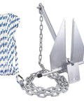 Portable Galvanized Fluke Anchor Kit For 12 To 22 Foot Boats Includes 8 Lb Fluke Anchor, 75 Ft Nylon Rope, 6.5 Ft 1/4 In Chain, And 2 Hot Dipped Shackles