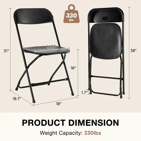 Dimensions of Folding Chairs Sets Of 10 330 Lb Capacity Plastic Stackable Portable Patio Dining Set For Indoor Outdoor Use.