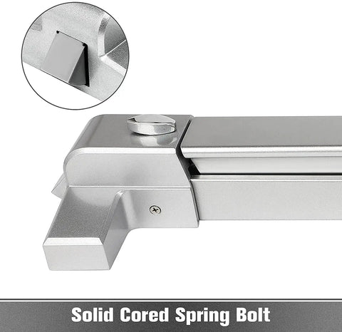 Heavy Duty Panic Bar For Exit Door, Steel Panic Device With External Lever And Roller Strike Plate, Fire Safety Hardware, Includes 6 Keys, Fits 28 To 36 Inch Wide Entry Doors For Commercial Buildings
