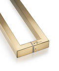 Heavy Duty 304 Stainless Steel Push Pull Door Handle With Solid Standoffs 300mm (12 Inch) Square Or Rectangle Shape Satin Gold Finish For Barn And Glass Doors close-up