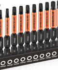 Premium 10 Pack 8 Point Torx Star And Double Square Bit Set with Magnetic Heads in holder, S2 Alloy Steel