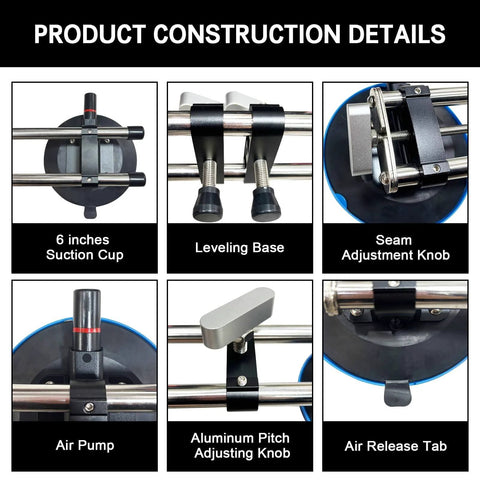 Heavy Duty Vacuum Countertop Leveling System With 3 Second Quick Suction Tech, construction details showing components
