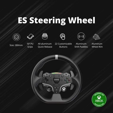 R3 Direct Drive Steering Wheel And Pedals Kit For Xbox And PC, 280mm aluminum wheel with ISF PU grips and 22 buttons