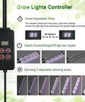 Controller for Seed Starter Tray With Grow Light Kit 60 Cell Indoor Seedling Tray With Humidity Dome showing adjustable timer and lights