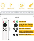 20 LED Rechargeable Under Cabinet Light Bar With Remote Control Wireless Stick Anywhere Night Light For Stairs Wardrobe Kitchen Hallway Touch Control 80LM 1 Pack with dimensions and features