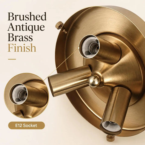 Brushed antique brass finish showing E12 socket and mounting details for DSMJFU Gold Kitchen Pendant Light for Kitchen Vintage Glass Pendant Light.