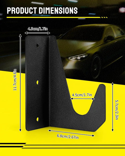 Heavy Duty Jack Stand Wall Mount Organizer dimensions shown, suitable for 2–3 ton floor jacks, fits hydraulic jacks