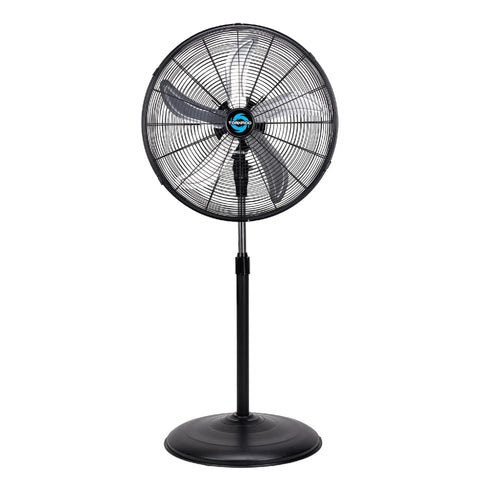 Front view of High Velocity 20 Inch Oscillating Pedestal Fan For Industrial Use 3 Speed One Sixth HP Six Point Six Feet Cord UL Listed