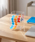 Adjustable Acrylic Label Roll Holder with Three Slots Smooth Dispensing and One Handed Reload Stable Desk Organizer for Office Home and Warehouse Sorting Slick Sticker Tape Keeper for Busy Workdays on desk with three label rolls
