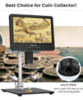 All In One Pro Grade Soldering Microscope Station With 3 Lens displaying coin on screen