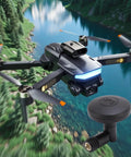 Drone flying over river featuring High Gain Ceramic Mushroom Antenna With SMA Connector Foldable Antenna for navigation