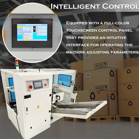 Touchscreen interface of Heavy Duty Automatic Carton Erector And Bottom Taping Sealer for easy machine adjustments.