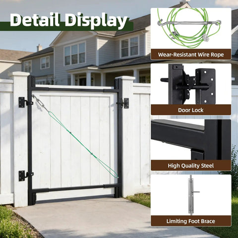 Heavy Duty Adjustable Fence Gate Kit For Wood Fences 36 To 72 Inches DIY Gate Kit Using 1x4 And 2x4 Lumber Complete 2 Pack For Building Sturdy 4 To 5 Foot Backyard Gates With Anti Sagging Diagonal Cable System Rust Resistant