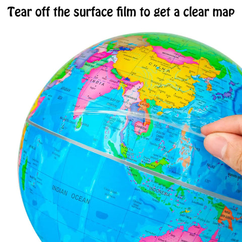 10 Inch DIY World Globe For Kids Learning Hands On Assembly Educational Rotating Globe with tear-off protective film.